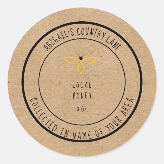 Rustic Local Honey Food Label (Front)
