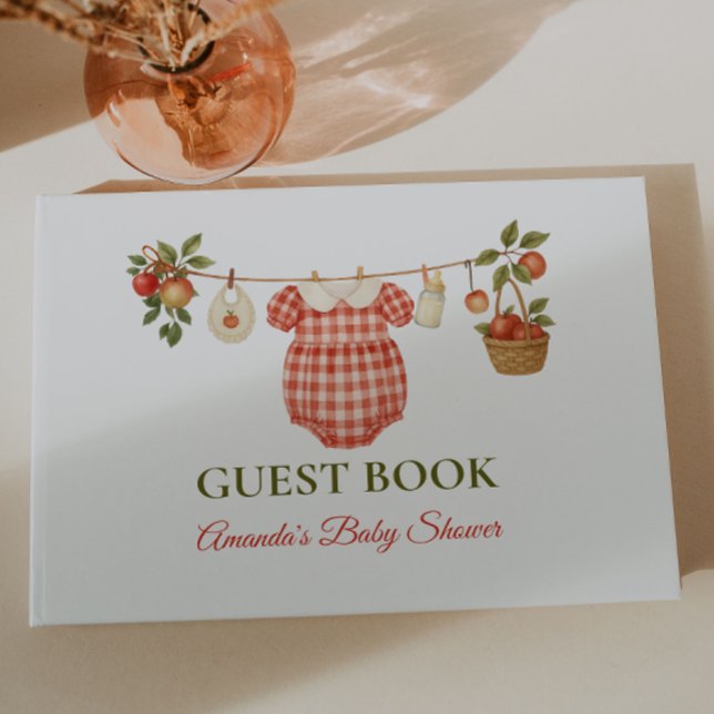 Rustic Locally Grown Clothesline Apple Baby Shower Guest Book (Creator Uploaded)