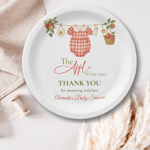 Rustic Locally Grown Clothesline Apple Baby Shower Paper Plate