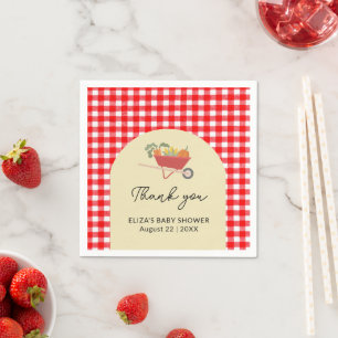 Rustic Locally Grown Red Gingham Baby Shower Napkin