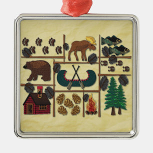 Rustic Lodge Country Cabin Christmas Metal Tree Decoration