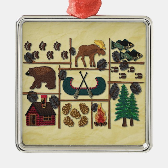 Rustic Lodge Country Cabin Christmas Metal Tree Decoration (Front)