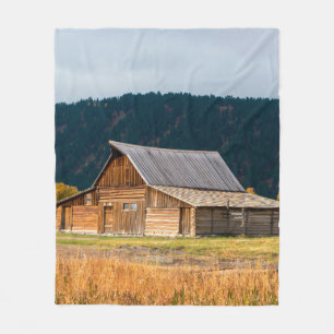 Rustic log barn in Grand Teton National Park, Wyom Fleece Blanket
