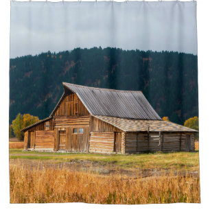 Rustic log barn in Grand Teton National Park, Wyom Shower Curtain