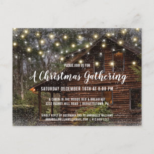 Rustic Log Cabin Christmas Party Invitation