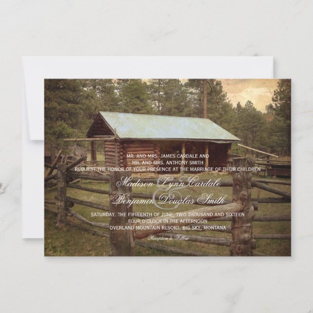 Rustic Log Cabin Country Wedding Invitations (Front)