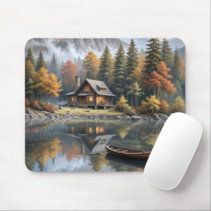 Rustic Log Cabin In the Mountains Mouse Mat