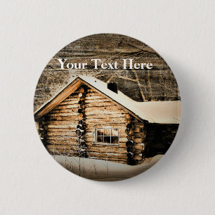 Rustic Log Cabin In The Wilderness 6 Cm Round Badge