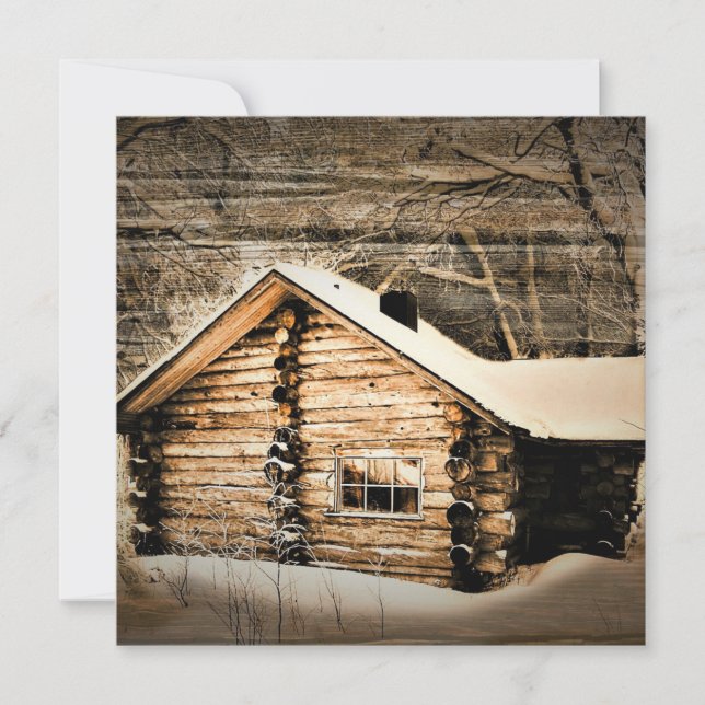 Rustic Log Cabin In The Wilderness Card (Front)