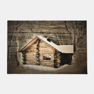 Rustic Log Cabin In The Wilderness Doormat