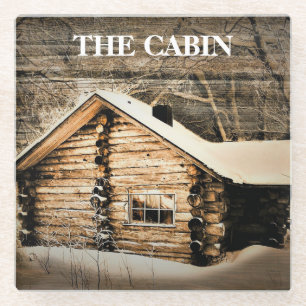 Rustic Log Cabin In The Wilderness Glass Coaster