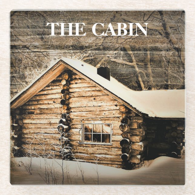 Rustic Log Cabin In The Wilderness Glass Coaster (Front)