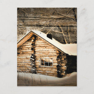Rustic Log Cabin In The Wilderness Invitation Postcard