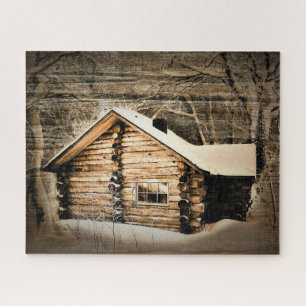 Rustic Log Cabin In The Wilderness Jigsaw Puzzle