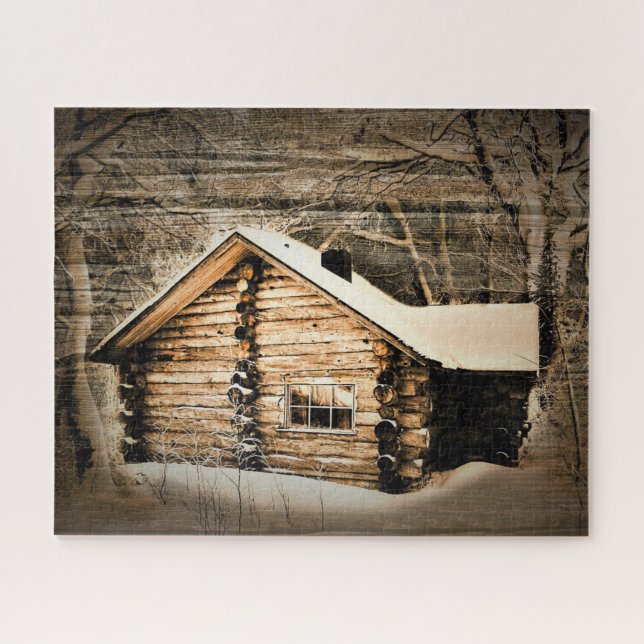 Rustic Log Cabin In The Wilderness Jigsaw Puzzle (Horizontal)