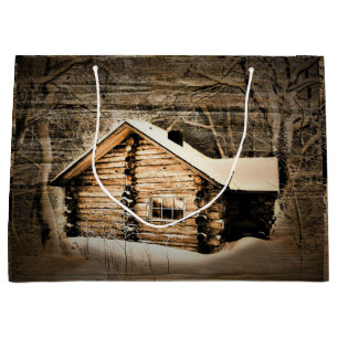 Rustic Log Cabin In The Wilderness Large Gift Bag