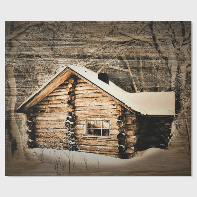 Rustic Log Cabin In The Wilderness Wrapping Paper (Flat)