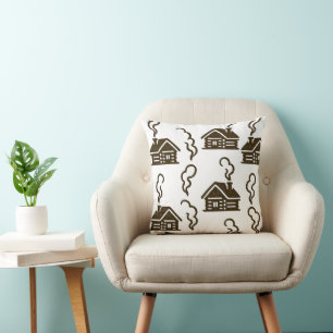 Rustic Log Cabin Pattern Pillow - Cosy Mountain Re