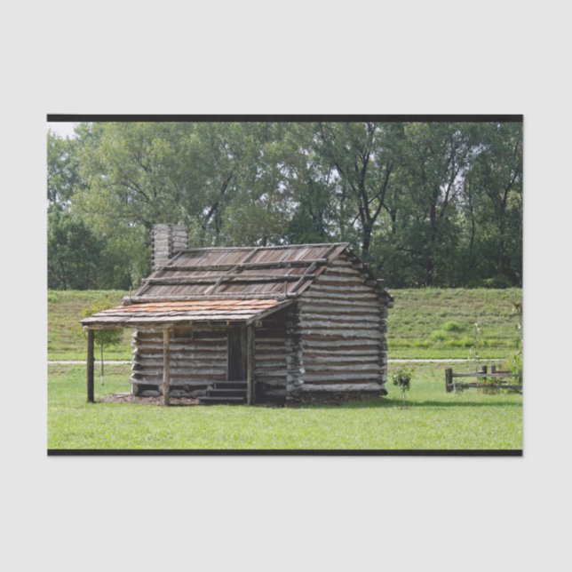 Rustic Log Cabin Photo Tissue Paper (Front)