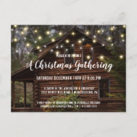 Rustic Log Cabin String Lights Christmas Party