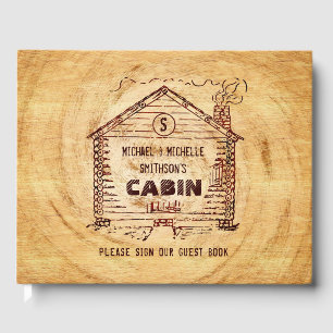 Rustic Log Cabin Vacation Home Rental   Faux Wood Guest Book
