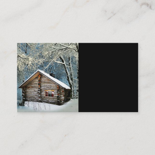Rustic Log Cabin Winter Magic Business Card (Front)