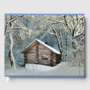 Rustic Log Cabin Winter Magic Guest Book