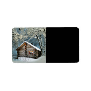 Rustic Log Cabin Winter Magic Label
