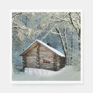 Rustic Log Cabin Winter Magic Napkin