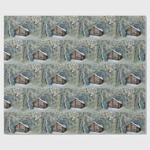Rustic Log Cabin Winter Magic Wrapping Paper