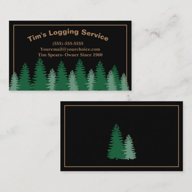 Rustic Logging Tree Company Service Business Card (Front/Back)