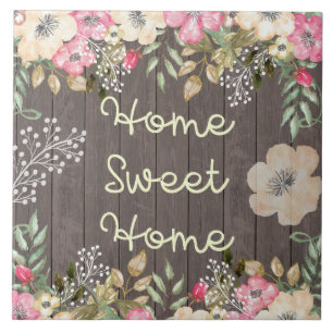 Rustic Look Home Sweet Home Floral Wood Tile