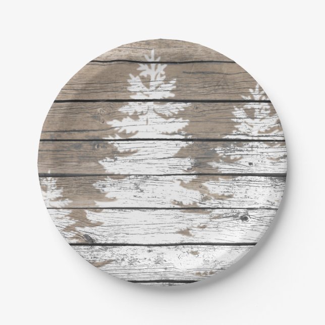 Rustic Look Pines Personalise Paper Plate (Front)