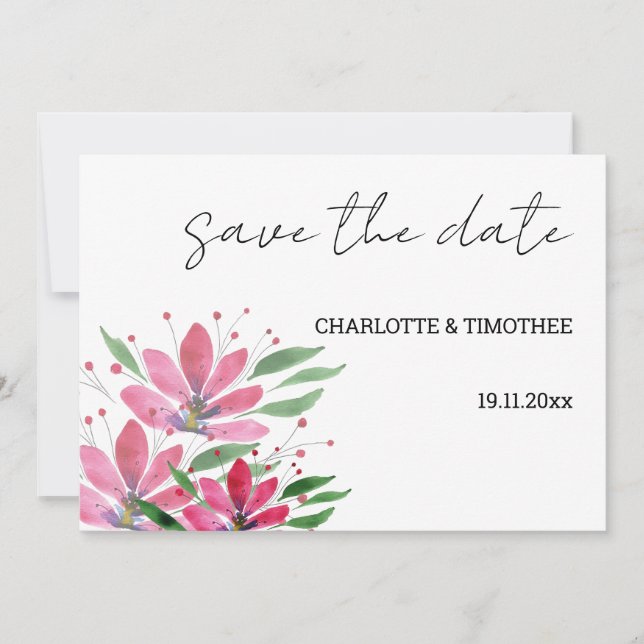 Rustic Lotus Flowers Watercolor Art Save The Date (Front)