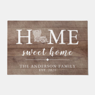 Rustic LOUISIANA Personalised State Doormat