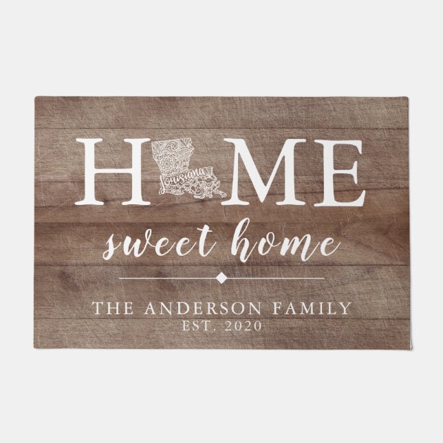 Rustic LOUISIANA Personalised State Doormat (Front)