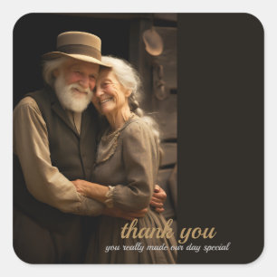 Rustic Love 1 square photo holder thank you Square Sticker