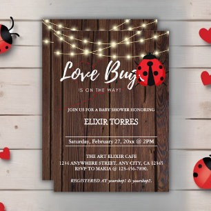 Rustic Love Bug Baby Shower Invitation