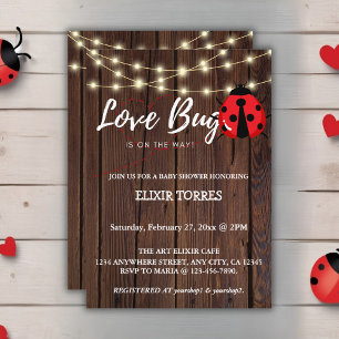 Rustic Love Bug Baby Shower Invitation
