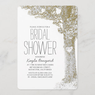 Rustic love heart tree bridal shower invite