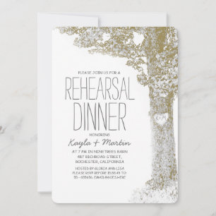 Rustic love heart tree rehearsal dinner invite
