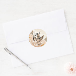 Rustic Love in Bloom Peach Floral Classic Round Sticker