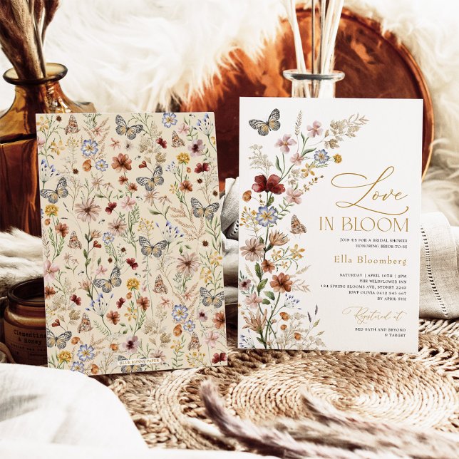 Rustic Love in Bloom Wildflower Bridal Shower Invitation (Creator Uploaded)