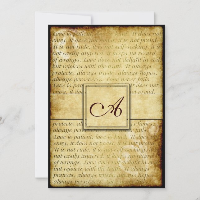 Rustic Love is Patient Vintage Wedding Invitations (Front)