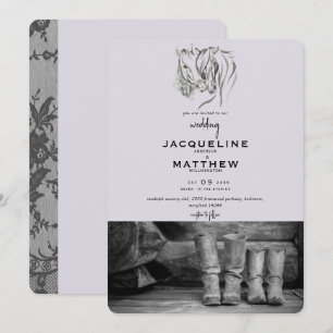 Rustic Love & Lace Lavender Wedding Invitation