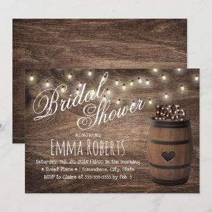 Rustic Love Sign Wine Barrel Country Bridal Shower Invitation