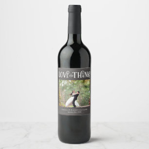 Rustic Love & Thanks Custom Photo Wedding Favour Wine Label