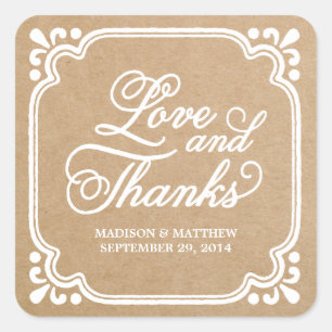 Rustic Love & Thanks   Wedding Favour Labels