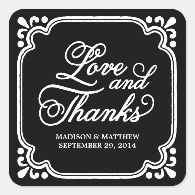 Rustic Love & Thanks | Wedding Favour Labels (Front)