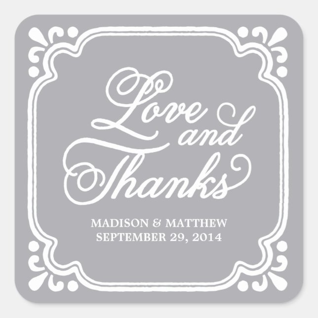 Rustic Love & Thanks | Wedding Favour Labels (Front)